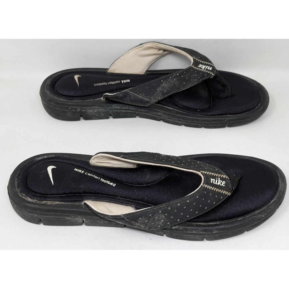 Nike Comfort Footbed Thong Flip Flops Womens Size‎ 7 Sandals Black 354925-011